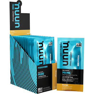 Nuun Prime Hydration Drink Mix: orange + Caffeine, Box of 12 Single Serving Sleeves