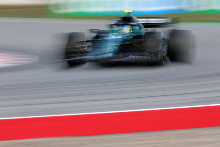 Fernando Alonso on track during practice ahead of the F1 Grand Prix of Spain at Circuit de Barcelona-Catalunya on June 02, 2023 in Barcelona, Spain.