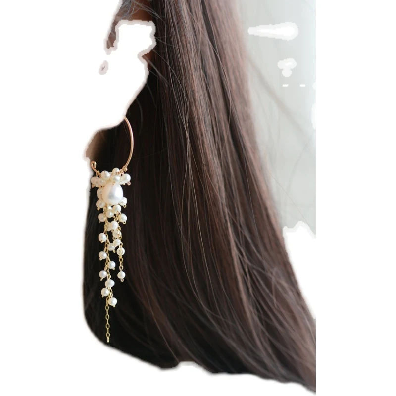 Title 5, Boucles doreilles rondes en perles deau natur...