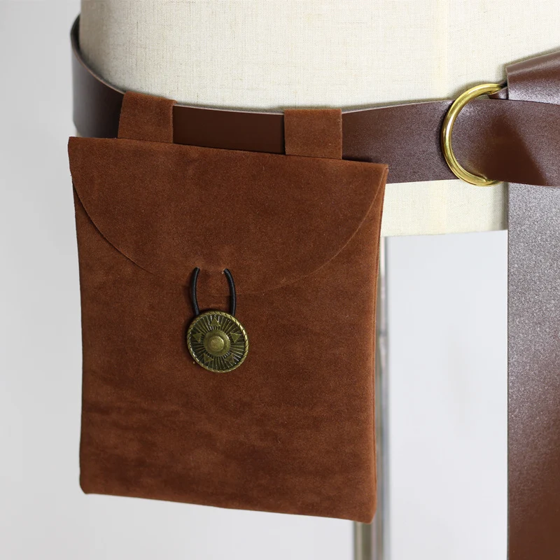 Title 7, Bolso Medieval Renacentista de Cuero Negro Sued...
