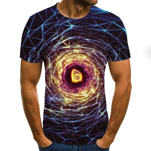 Title 4, 3D swirling print short sleeve mens summer T-s...