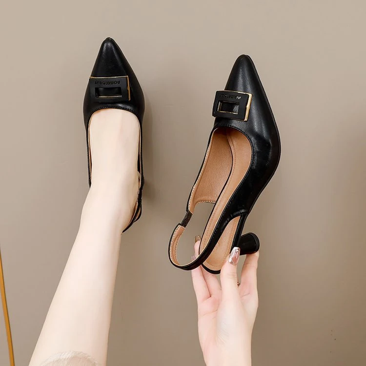 Sandalias de tacón grueso con hebilla trasera para mujer. Comodidad y estilo con diseño de tacón alto y ajuste perfecto para cualquier ocasión.