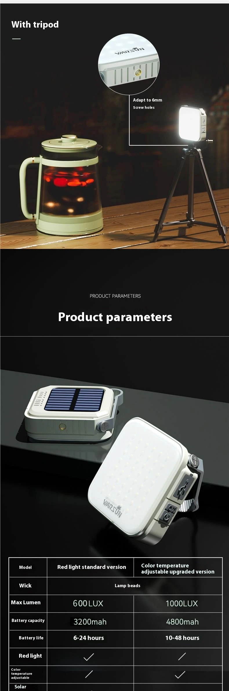 Title 4, Solarni LED šator za kampovanje sa baterijom ul...
