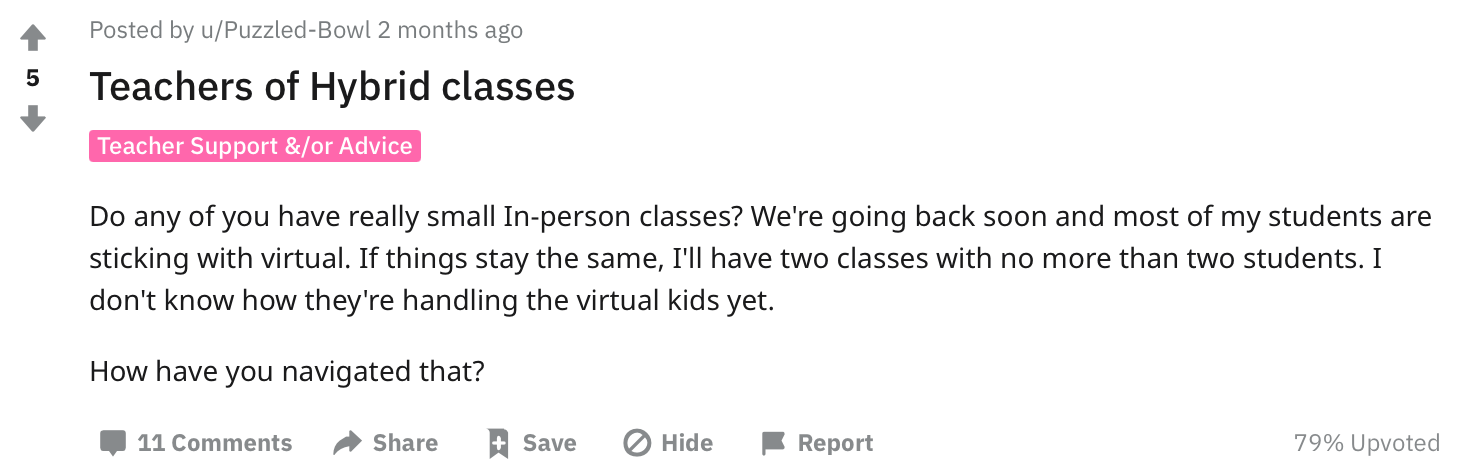 hybrid teaching reddit thread