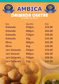 Ambica Dalwada Center menu 1