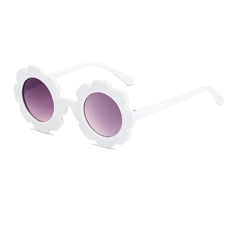 Lunettes de soleil rondes motif tournesol pour enfants. Mignonnes, protection UV, idéales pour l'été, la plage et les jeux.