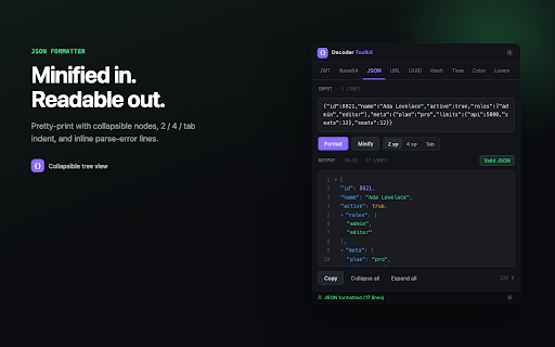 JWT Decoder — Base64, UUID, JSON Formatter Toolkit screenshot 3