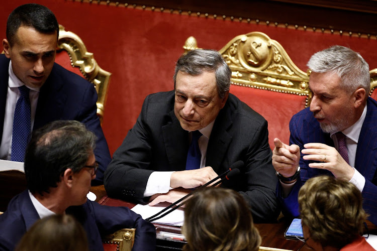 Italian Prime Minister Mario Draghi looks on ahead of a confidence vote for the government, in Rome, Italy, July 20 2022. Picture: GUGLIELMO MANGIAPANE/REUTERS