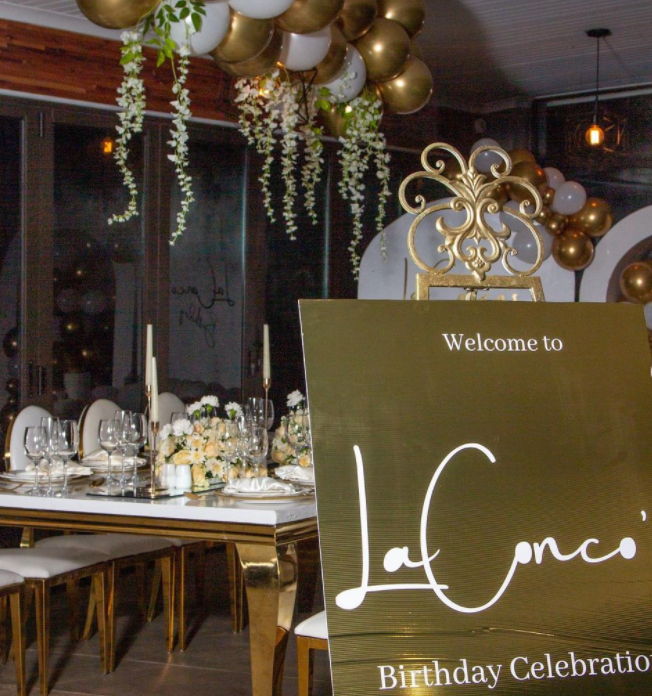 Inside Laconco's birthday celebration.