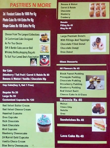 The Pastry Cafe menu 