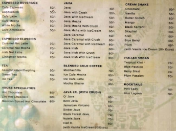 Cafe Coffee Break menu 