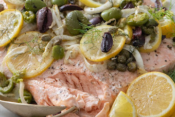Salmon with Fennel, Citrus and Olives
