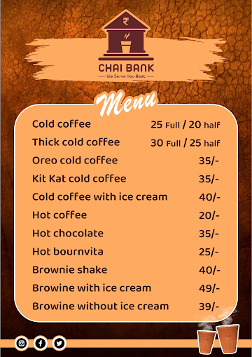 Chai Bank menu 