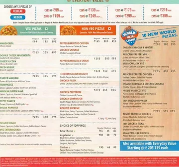 Domino's Pizza menu 