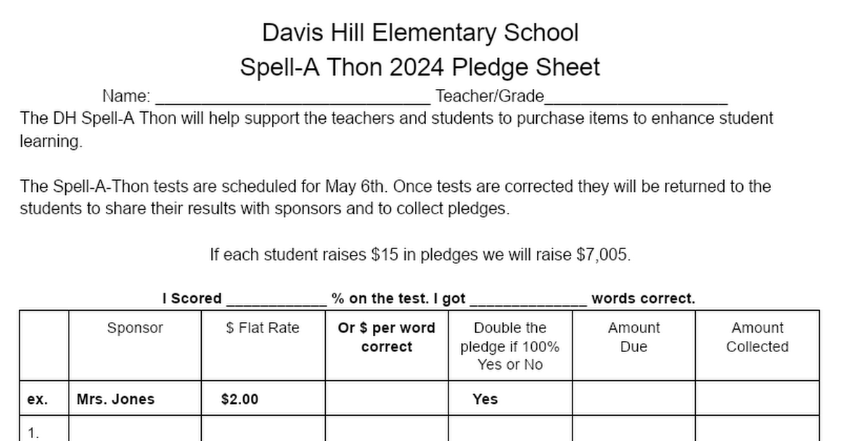 pledge sheet 2019