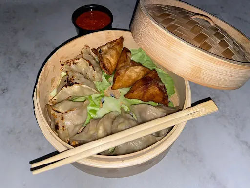 Steamed + Fried + Kothay Veg Cheese Momos (3 Pcs. Each)