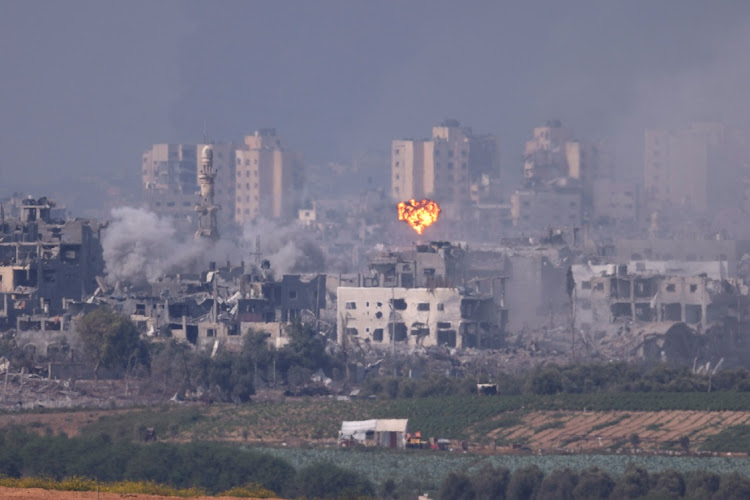 Smoke rises from an explosion in Gaza on October 28 2023 in Sderot, Israel. In the wake of the October 7 attacks by Hamas that left 1,400 dead and 200 kidnapped, Israel launched a sustained bombardment of the Gaza Strip and threatened a ground invasion to vanquish the militant group that governs the Palestinian territory.