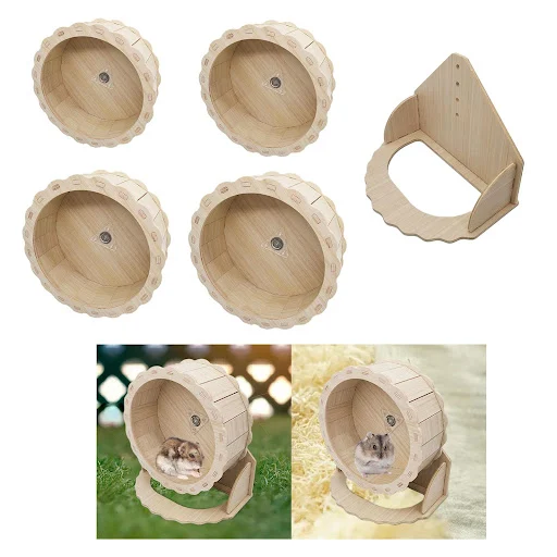 Hamster Wooden Running Wheel Toys Exercise Wheel for Cage Quiet for Kitten Chinchilla Gerbils Dwarf Hamster Other Small 