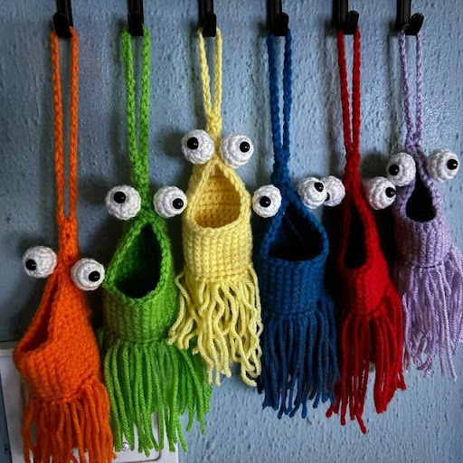 Title 2, Hand Crochet Wall Storage Bag. Organize your sp...