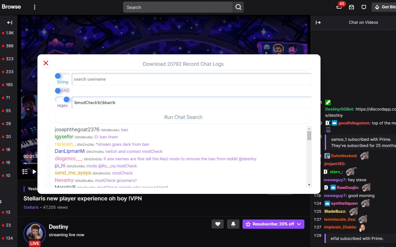 Twitch VOD Chat Search Preview image 3