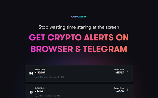 Coingaze | Set Crypto alerts from WazirX