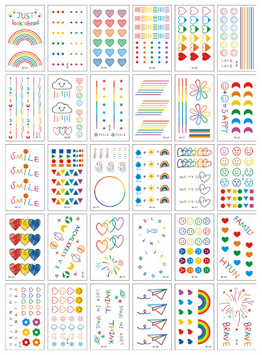 Title 1, Bracelet Colorful Line Smiley Face Tattoo Stick...