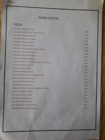 Food Costa menu 