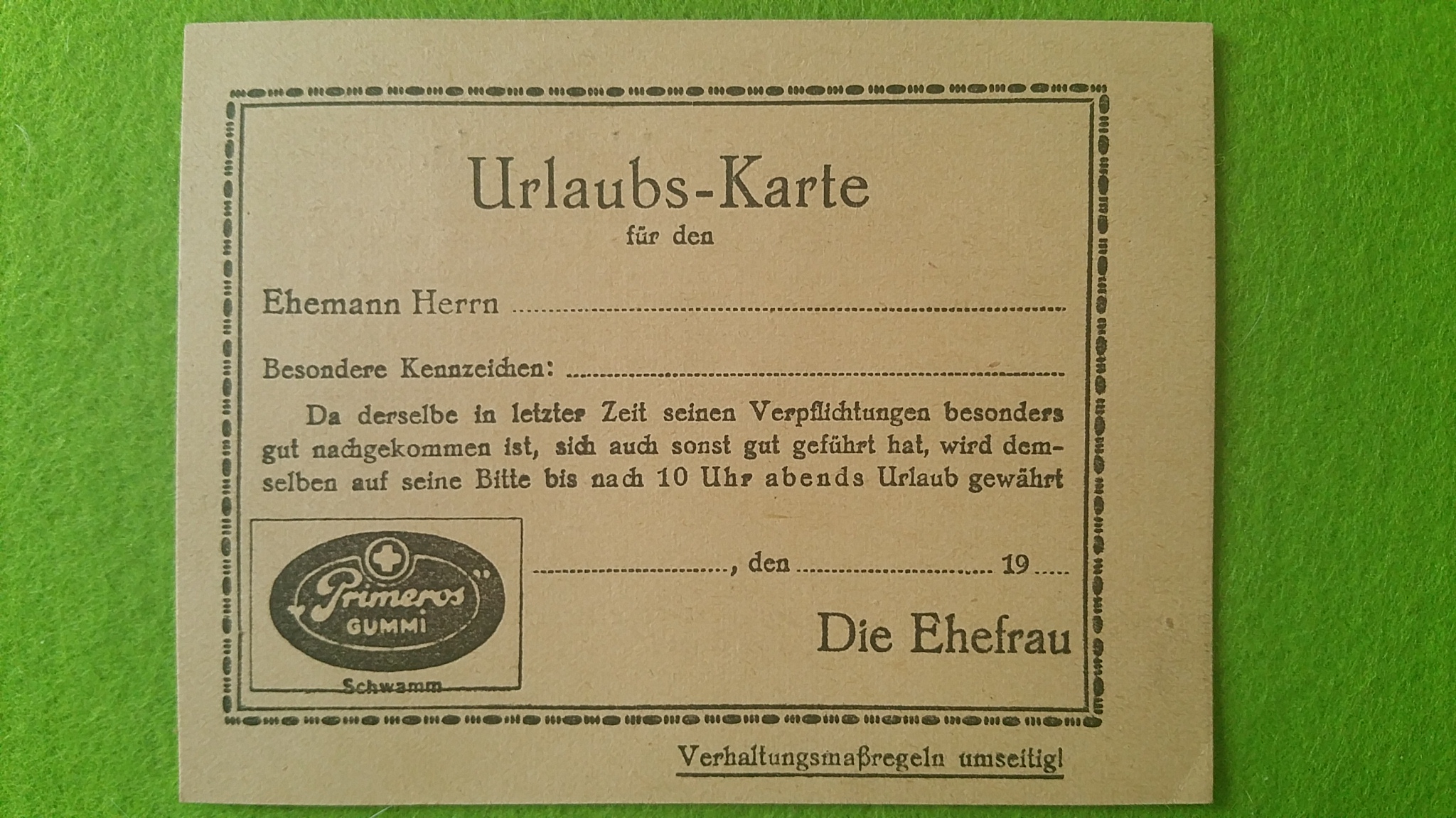 Primeros Kondomwerbung von 1941