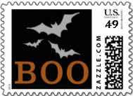 Matching Halloween Postage - BOO Bats Black & Orange