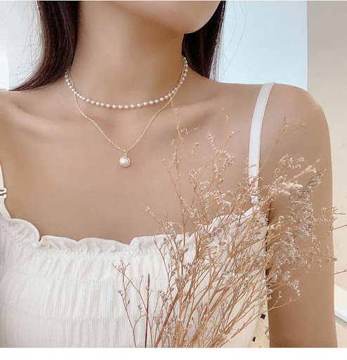 Title 3, Simple Double-Layer Pearl Necklace with Unique ...