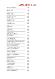 Mauli Pavbhaji Center menu 2