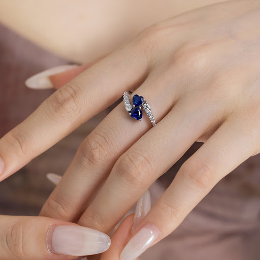 Title 2, S925 Sterling Silver Blue Heart Love Stitching ...