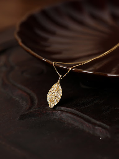Title 5, Leaves sterling silver necklace, light luxury p...