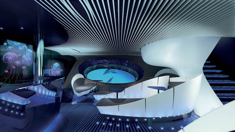 The underwater lounge Blue Eye aboard Ponant’s new yachts.