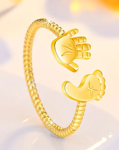 Bracelet Anneau Simple Pieds Or 18K - 1