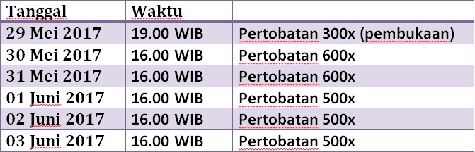 Jadwal Pertobatan