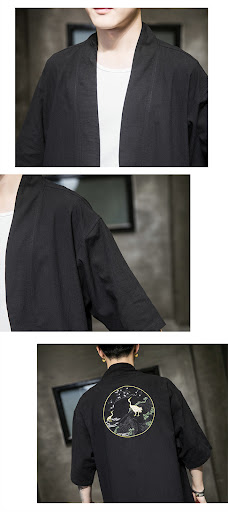 Title 4, Mens Chinese Style Cotton and Linen Casual Emb...