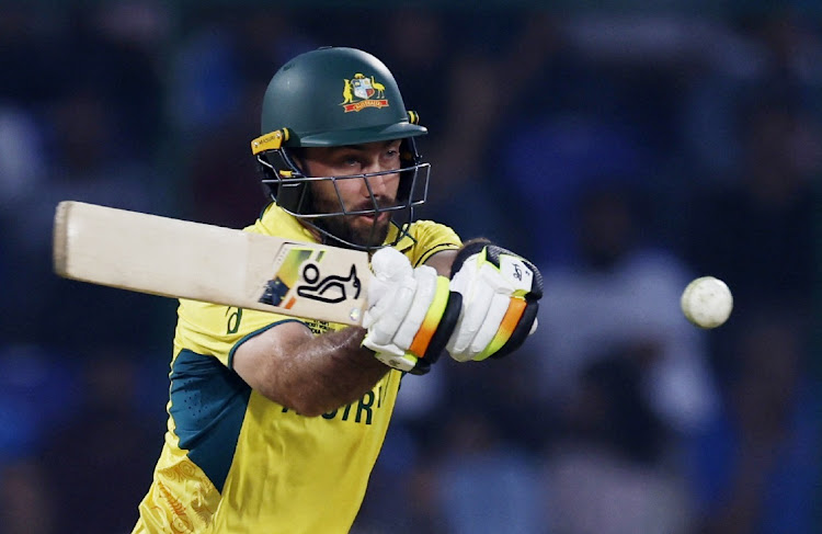 Australia's Glenn Maxwell bats to the fastest century in tournament history in the Cricket World Cup match against Netherlands at Arun Jaitley Stadium in New Delhi on Wednesday.