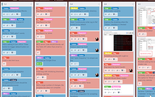 Trello Bug Feature Colors chrome extension