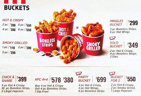 KFC menu 