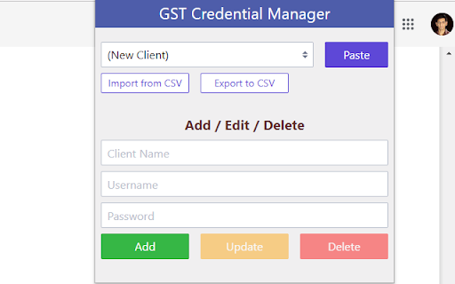 GST Credential Manager chrome extension