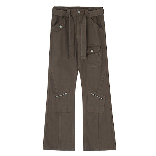 Title 2, Multi-pocket micro-flare cargo pants with a vin...