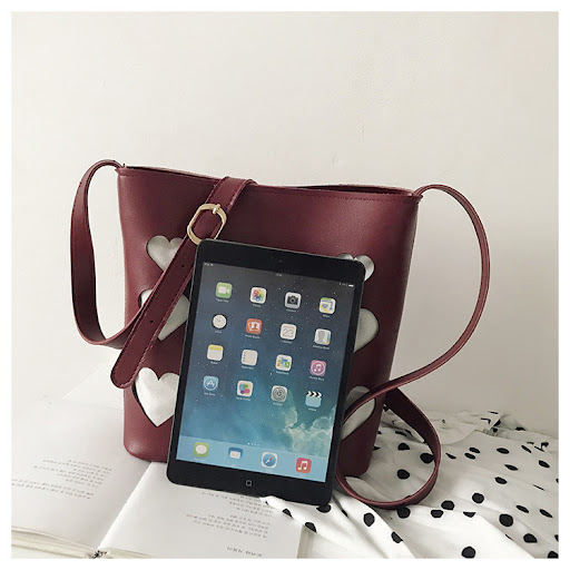 Title 4, All-match hollow small peach heart bucket bag. ...