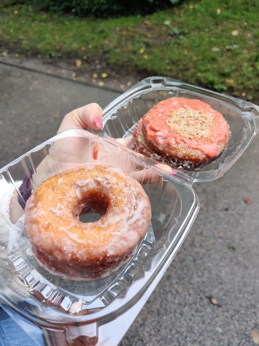 Glazed donut and rice pudding donut