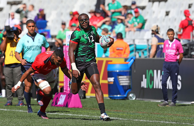 Kenya Sevens' Willy Ambaka in a past Rugby World Cup match against Tonga in Cape Town, South Africa