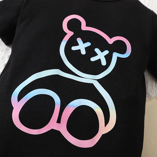 Title 5, Girls Cute Bear Print Jumpsuit. Soft, comforta...