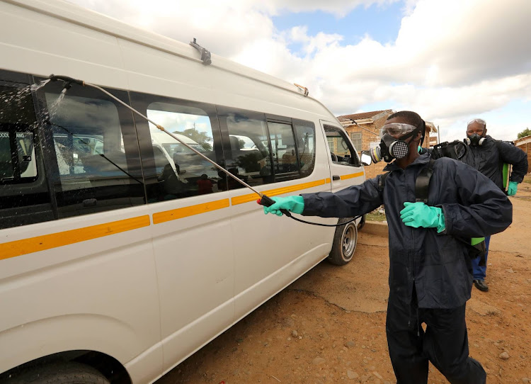 Taxis are sanitised as the community of the Kirkwood citrus town puts up a fight against the coronavirus pandemic