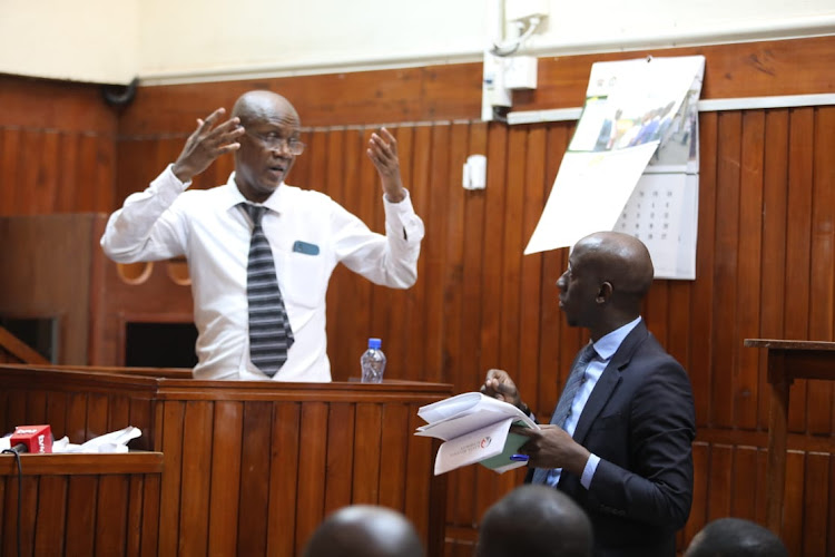 Atta Limited lawyer Mila Bwire cross examines a defendant witness from Beyond Auctioneers during a court session in Mombasa on March 14.