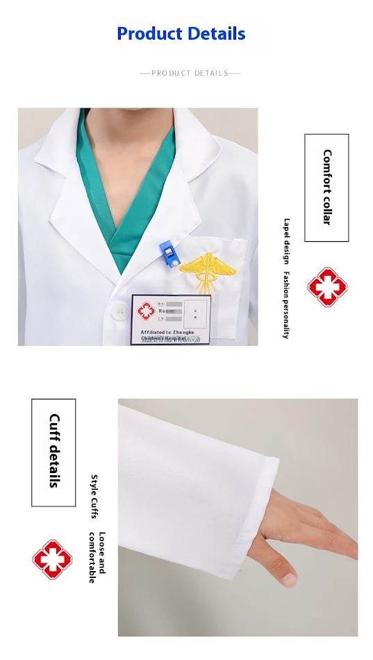 Déguisement de costume d'infirmière pour enfants avec blouse blanche. Parfait pour les spectacles et les jeux de rôle.