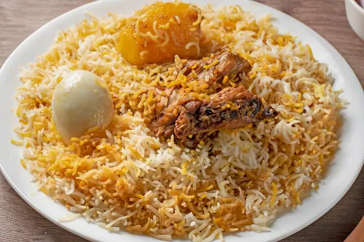 Aloo Biryani With Chicken Chaap